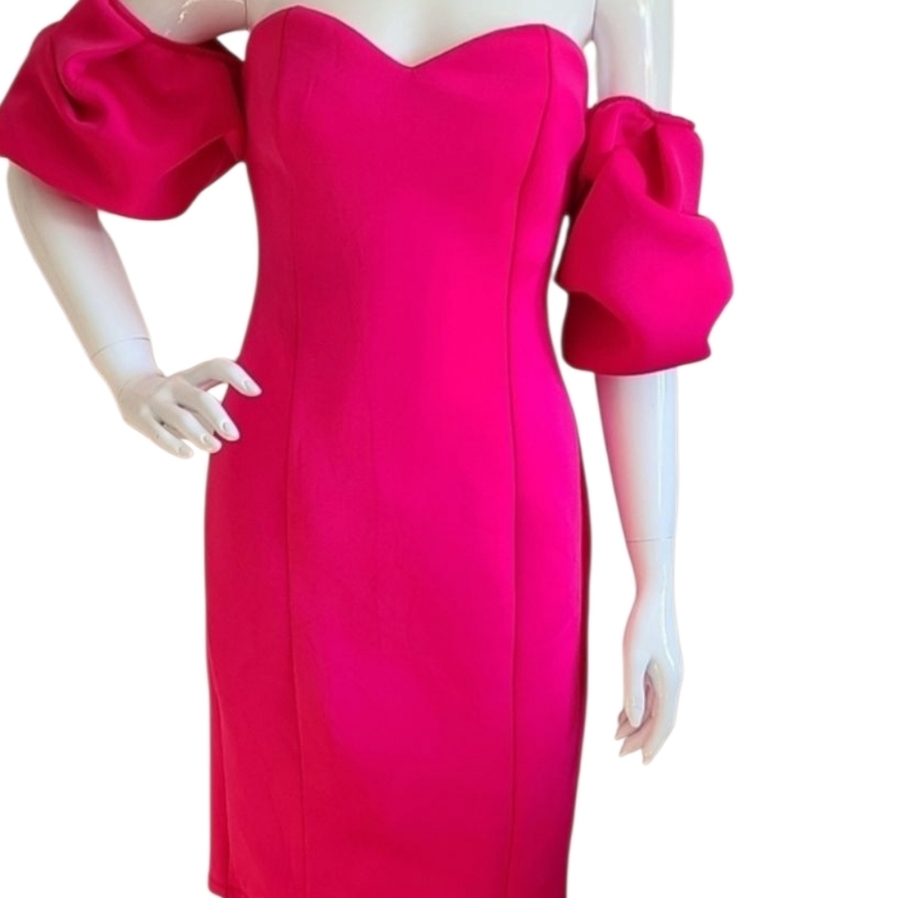CQ BY CQ Mid Length Barbie Pink Off The Shoulder Cocktail Dress Size Small NWT